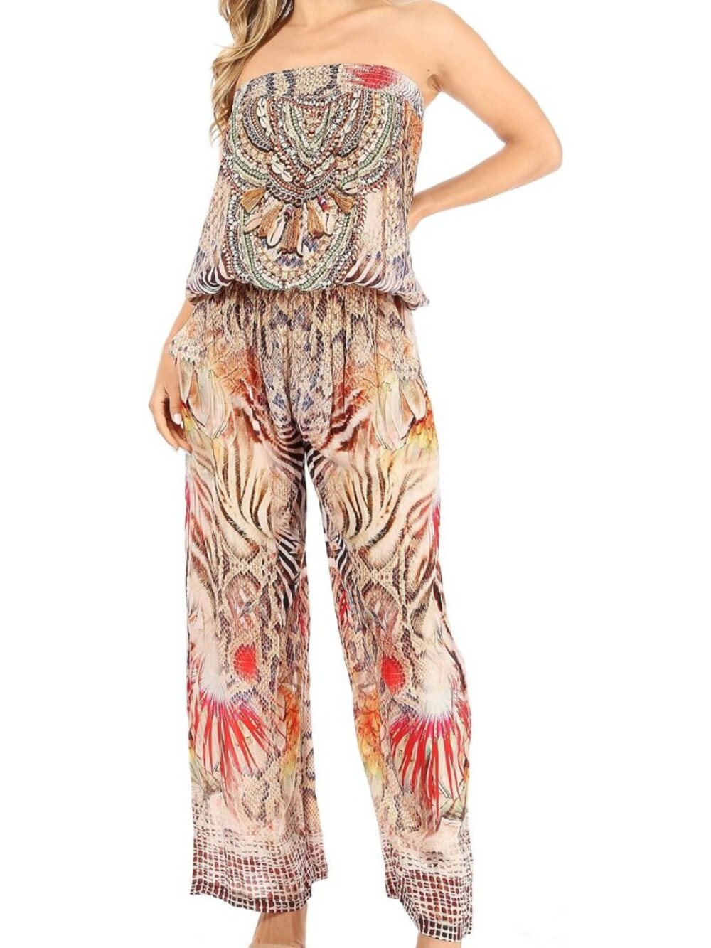 Boho Floral Print Sleeveless Summer Dress with Pockets - Women's Casual Loose